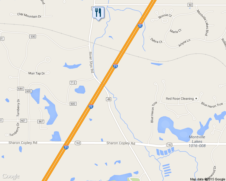 map of restaurants, bars, coffee shops, grocery stores, and more near 5959 River Styx Rd in Medina