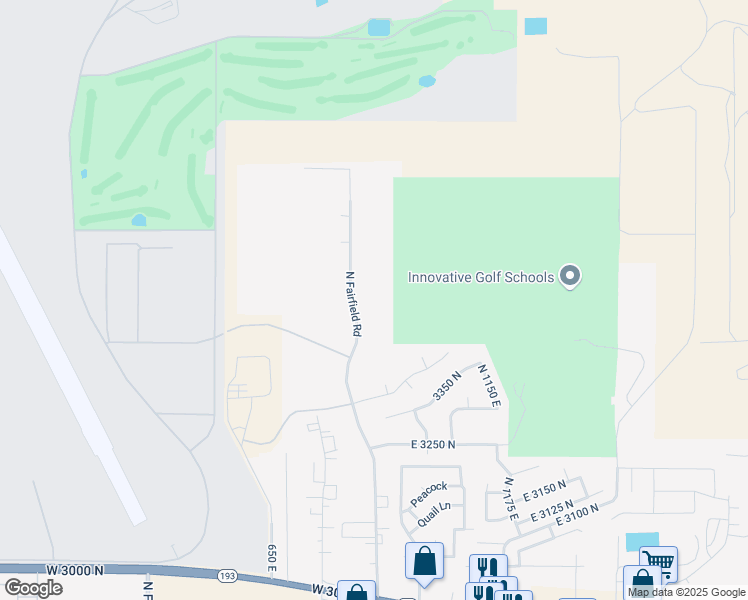 map of restaurants, bars, coffee shops, grocery stores, and more near 3450 North Fairfield Road in Layton