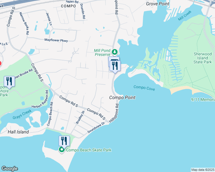 map of restaurants, bars, coffee shops, grocery stores, and more near 22 Bluewater Hill in Westport