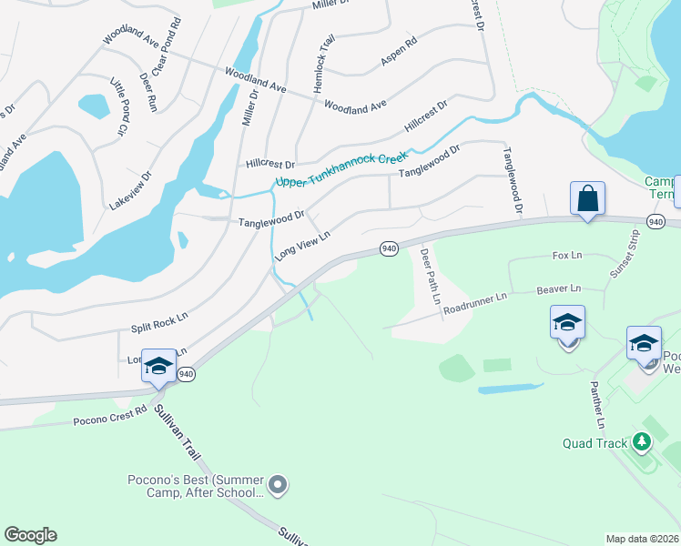 map of restaurants, bars, coffee shops, grocery stores, and more near 2286 Pennsylvania 940 in Pocono Summit
