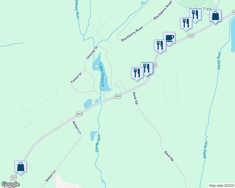 map of restaurants, bars, coffee shops, grocery stores, and more near 787 Pennsylvania 940 in Monroe County