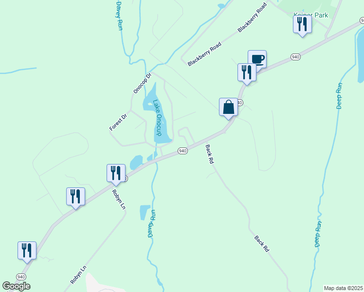 map of restaurants, bars, coffee shops, grocery stores, and more near 787 Pennsylvania 940 in Monroe County