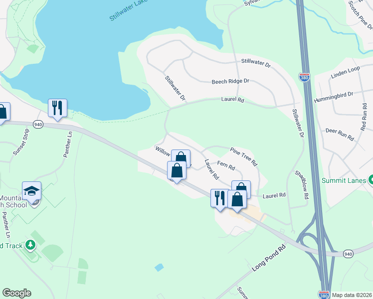 map of restaurants, bars, coffee shops, grocery stores, and more near 917-920 Laurel Drive in Pocono Summit