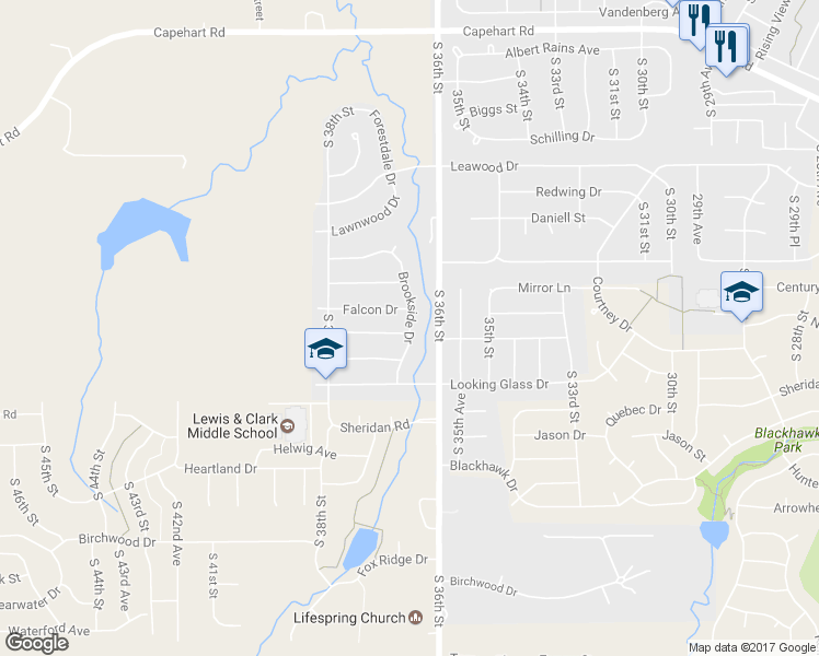 map of restaurants, bars, coffee shops, grocery stores, and more near 13103 Brookside Drive in Bellevue