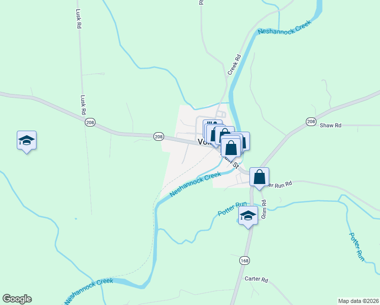 map of restaurants, bars, coffee shops, grocery stores, and more near 1229 Main Street in Volant