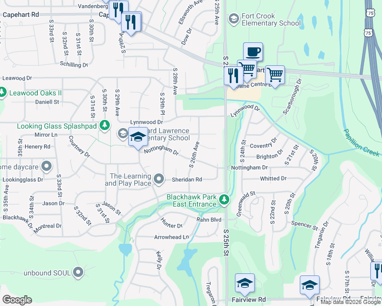 map of restaurants, bars, coffee shops, grocery stores, and more near 13209 South 27th Circle in Bellevue
