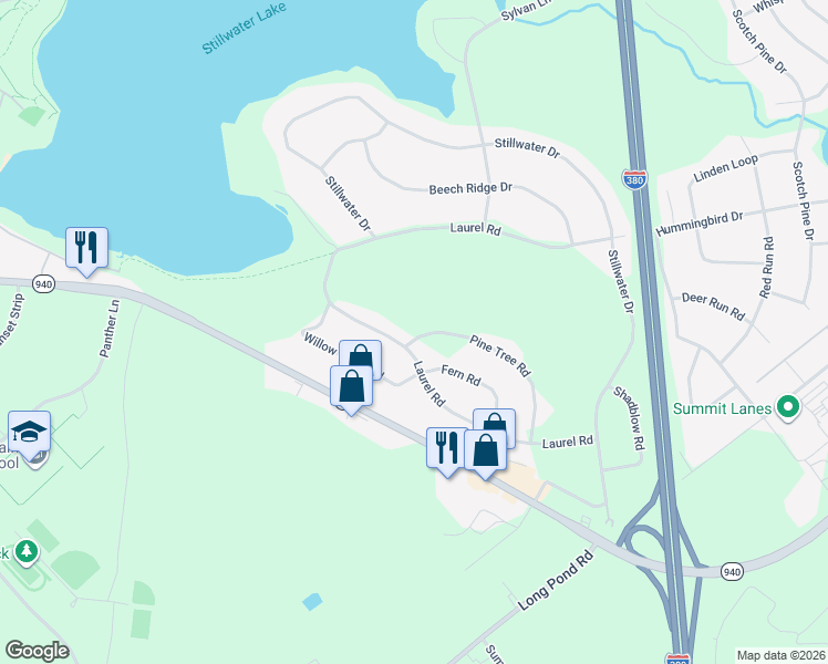 map of restaurants, bars, coffee shops, grocery stores, and more near 817-821 Pine Tree Road in Pocono Summit