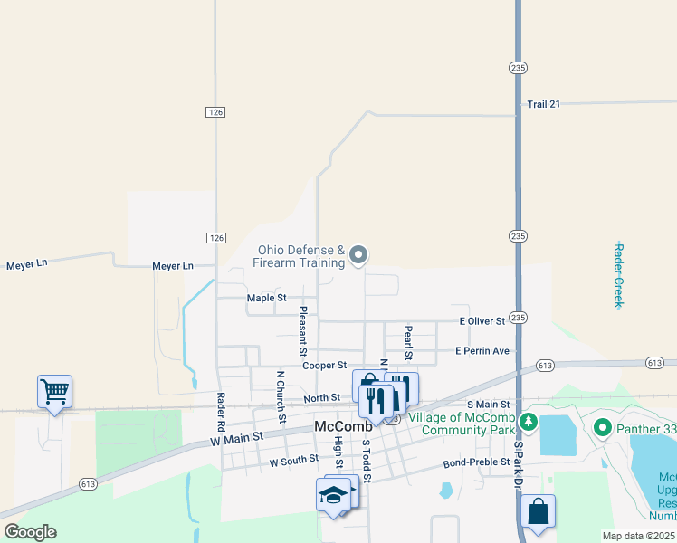 map of restaurants, bars, coffee shops, grocery stores, and more near 613 Scott Street in McComb