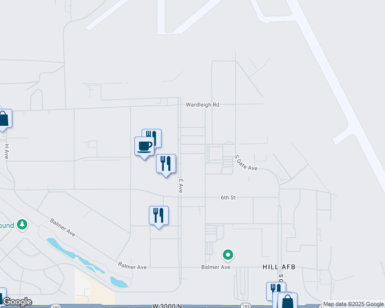 map of restaurants, bars, coffee shops, grocery stores, and more near Club Lane in Davis County