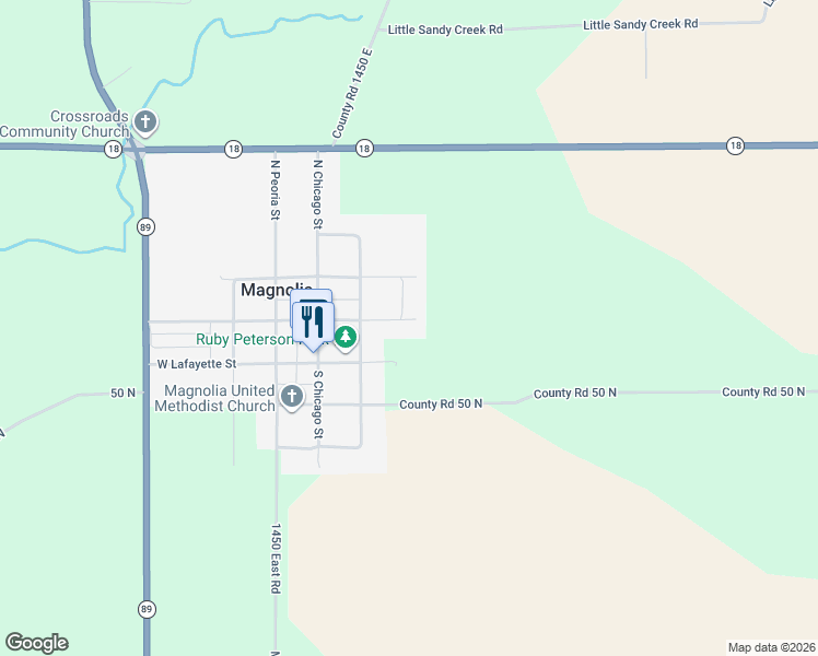 map of restaurants, bars, coffee shops, grocery stores, and more near 200 North Maple Street in Magnolia