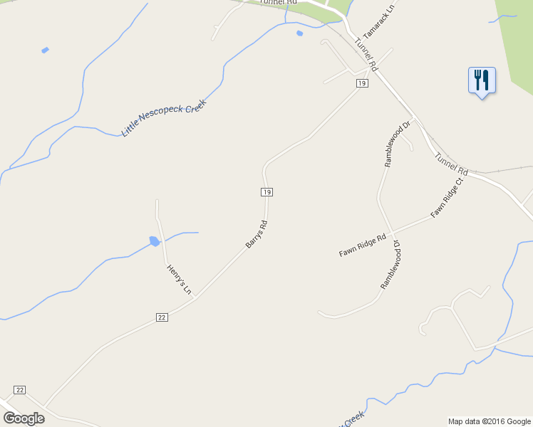 map of restaurants, bars, coffee shops, grocery stores, and more near Tunnel Road in White Haven