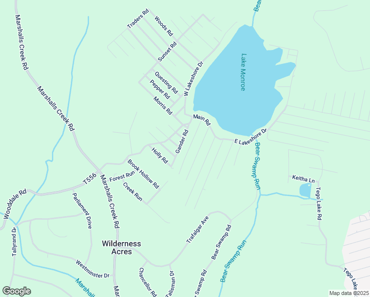 map of restaurants, bars, coffee shops, grocery stores, and more near 133 Gander Road in East Stroudsburg