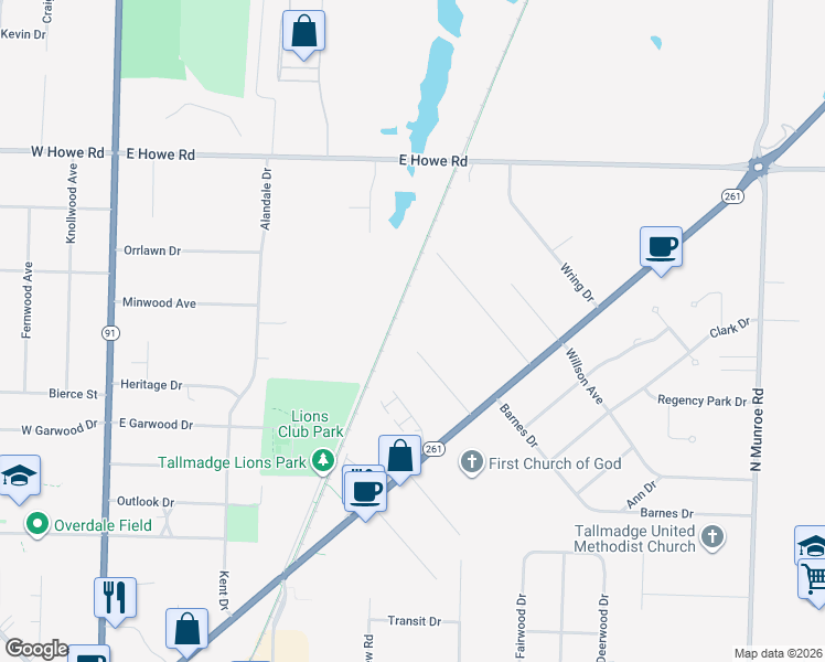 map of restaurants, bars, coffee shops, grocery stores, and more near 1 Terry Lane in Tallmadge