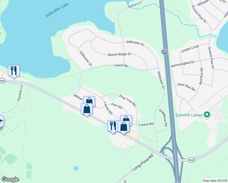 map of restaurants, bars, coffee shops, grocery stores, and more near 817 Pine Tree Road in Pocono Summit
