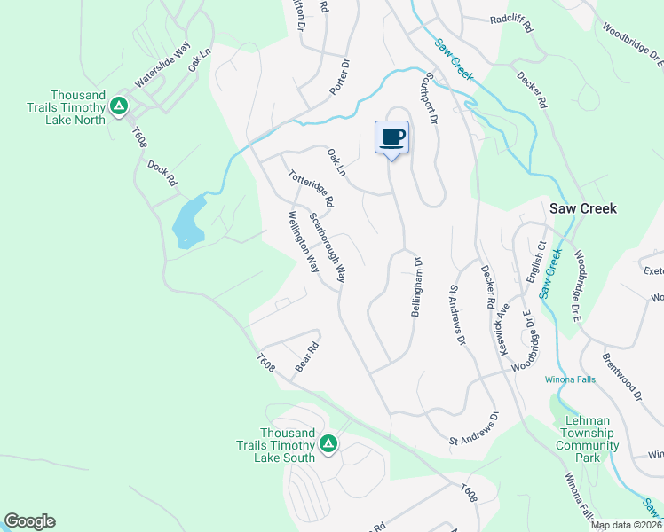 map of restaurants, bars, coffee shops, grocery stores, and more near 2196 Scarborough Way in East Stroudsburg