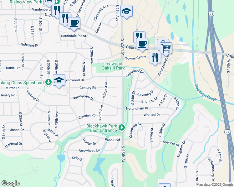 map of restaurants, bars, coffee shops, grocery stores, and more near 2504 Casey Circle in Bellevue