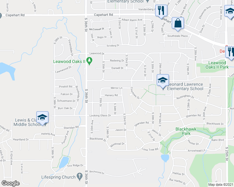 map of restaurants, bars, coffee shops, grocery stores, and more near 3402 Henery Road in Bellevue