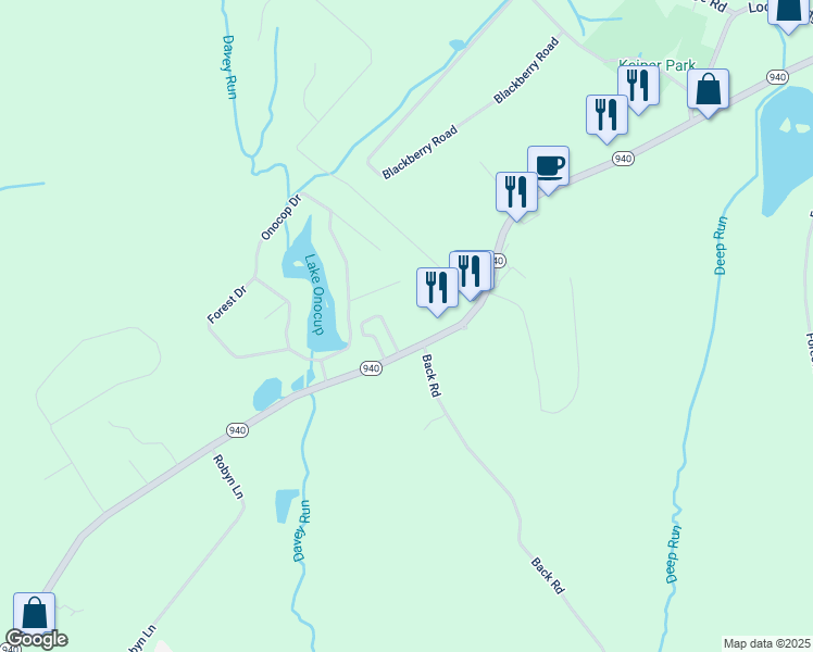 map of restaurants, bars, coffee shops, grocery stores, and more near 809 Pennsylvania 940 in Monroe County