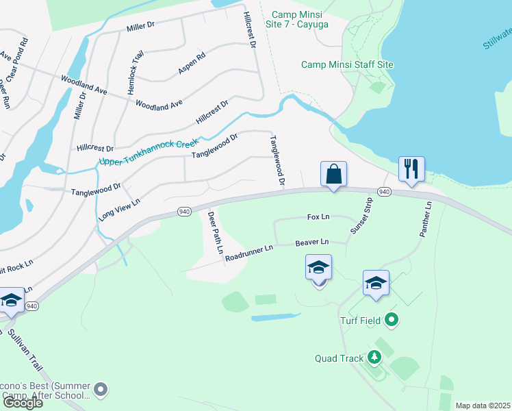 map of restaurants, bars, coffee shops, grocery stores, and more near 2362 Pennsylvania 940 in Pocono Summit