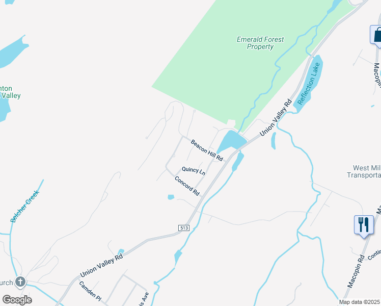 map of restaurants, bars, coffee shops, grocery stores, and more near 22 Foxboro Lane in West Milford