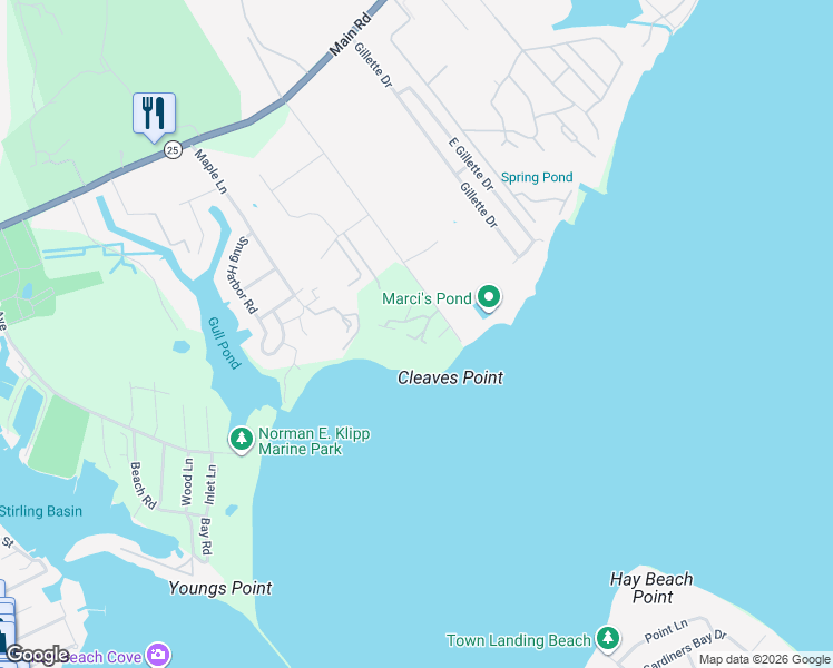map of restaurants, bars, coffee shops, grocery stores, and more near 2820 Shipyard Lane in East Marion