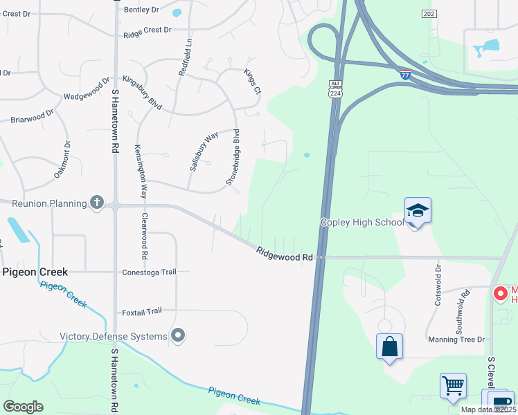 map of restaurants, bars, coffee shops, grocery stores, and more near 801 Violet Avenue in Copley