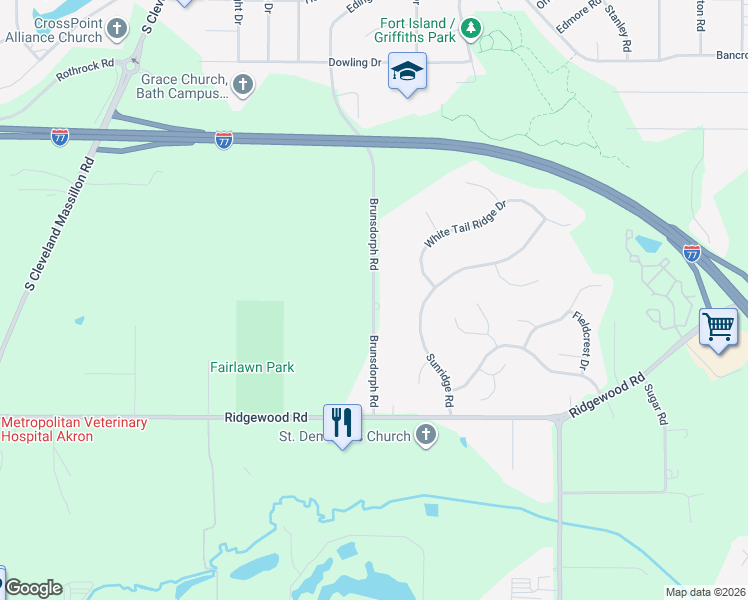 map of restaurants, bars, coffee shops, grocery stores, and more near 825 Brunsdorph Road in Fairlawn