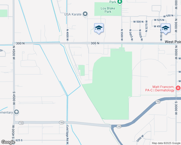 map of restaurants, bars, coffee shops, grocery stores, and more near 24 3830 West in West Point