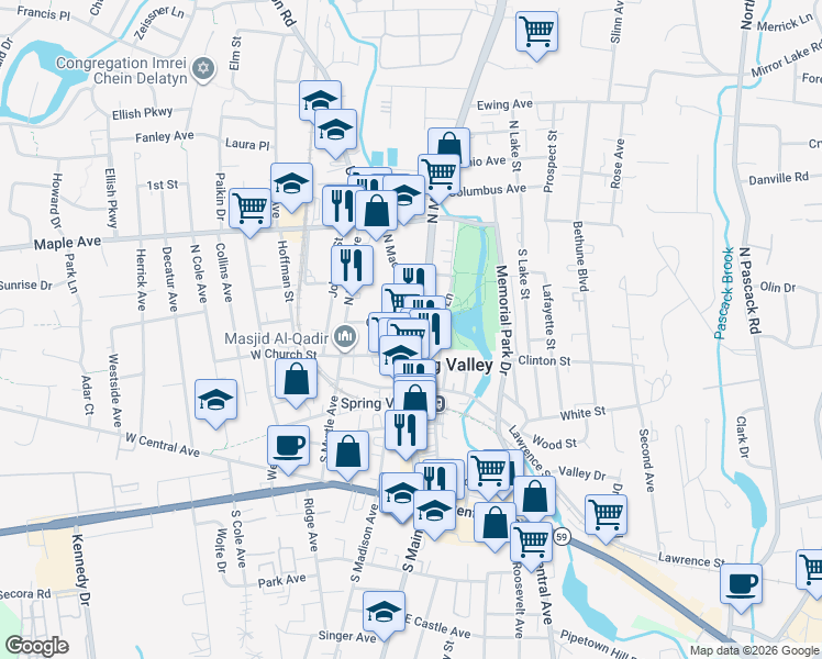 map of restaurants, bars, coffee shops, grocery stores, and more near in Spring Valley