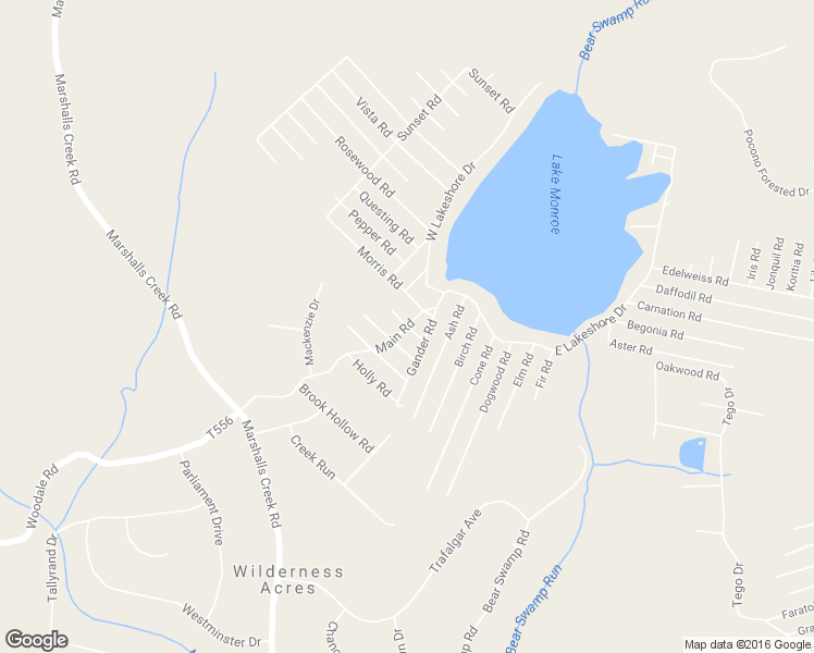 map of restaurants, bars, coffee shops, grocery stores, and more near Leander Road in East Stroudsburg