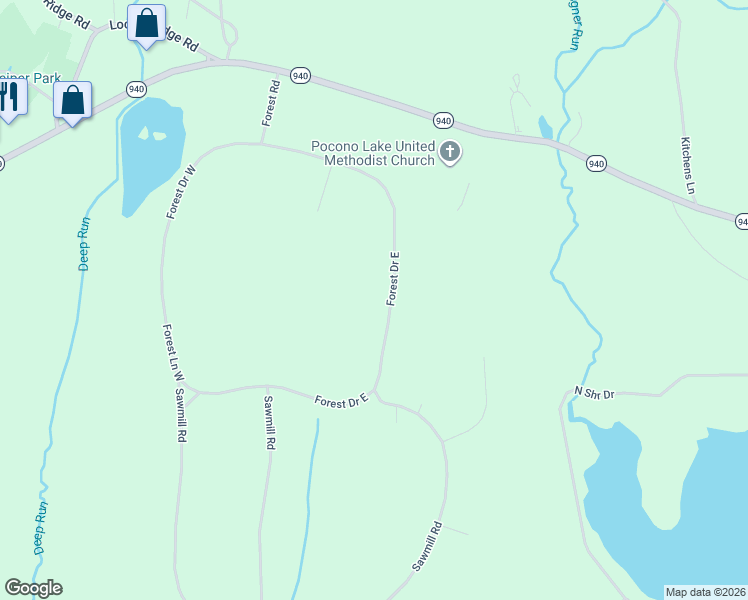 map of restaurants, bars, coffee shops, grocery stores, and more near 2421 Forest Drive East in Monroe County