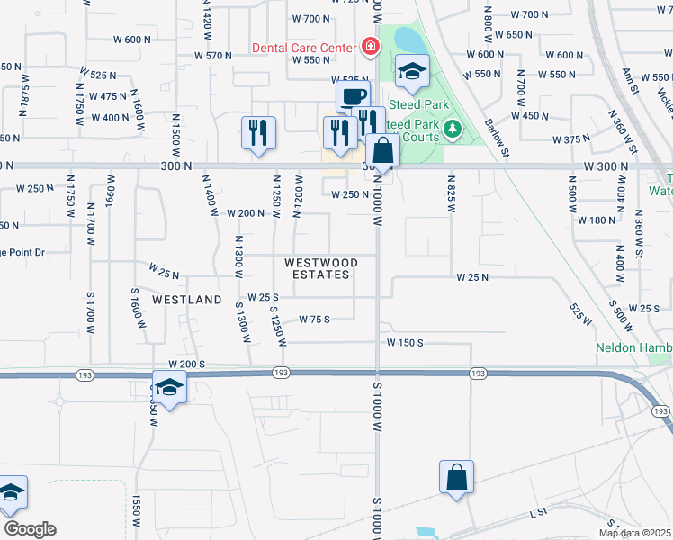 map of restaurants, bars, coffee shops, grocery stores, and more near 1088 West 25 North in Clearfield