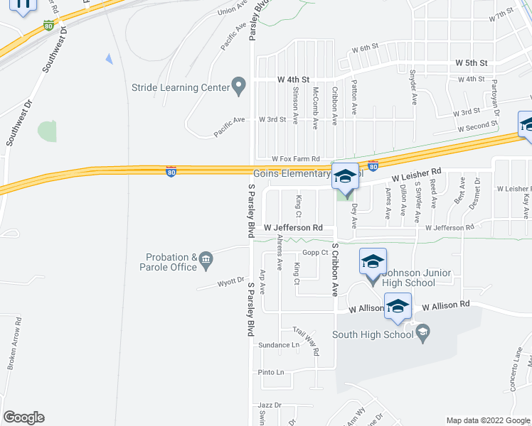 map of restaurants, bars, coffee shops, grocery stores, and more near 137 South Arp Avenue in Cheyenne