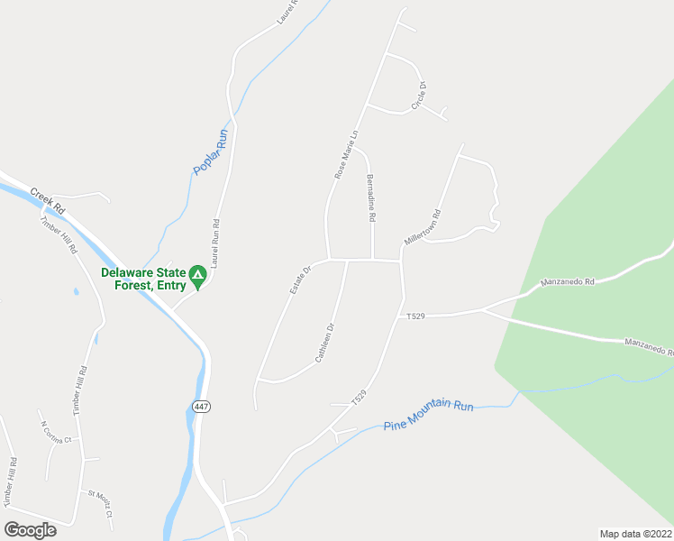 map of restaurants, bars, coffee shops, grocery stores, and more near 57 Estate Drive in East Stroudsburg