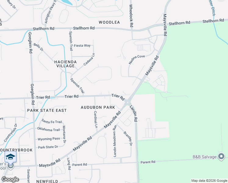 map of restaurants, bars, coffee shops, grocery stores, and more near 9003 Trier Road in Fort Wayne