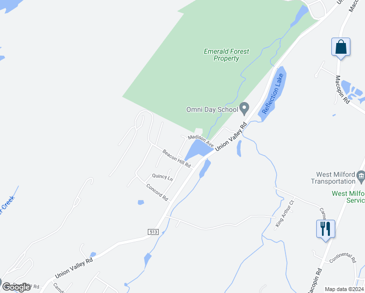 map of restaurants, bars, coffee shops, grocery stores, and more near 1 Black Walnut Lane in West Milford