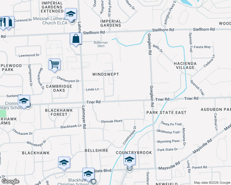 map of restaurants, bars, coffee shops, grocery stores, and more near 3831 Nantucket Drive in Fort Wayne
