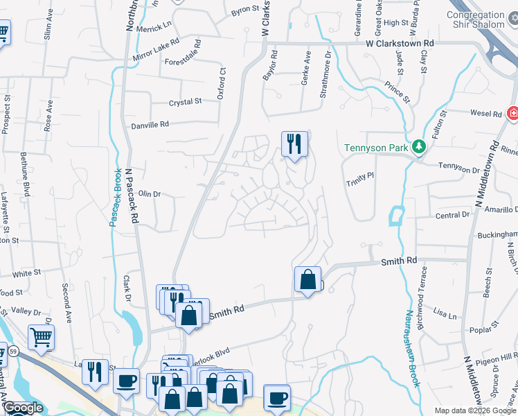 map of restaurants, bars, coffee shops, grocery stores, and more near 29 Vista Drive in Nanuet