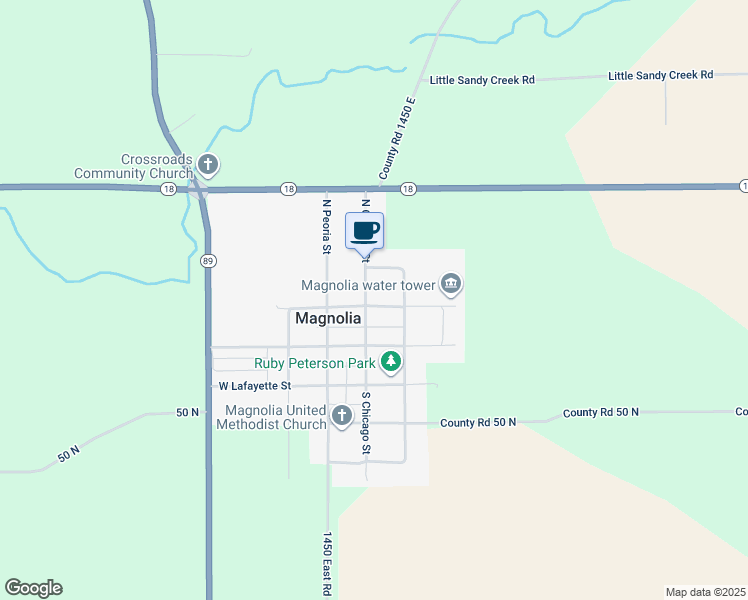 map of restaurants, bars, coffee shops, grocery stores, and more near 301 North Chicago Street in Magnolia