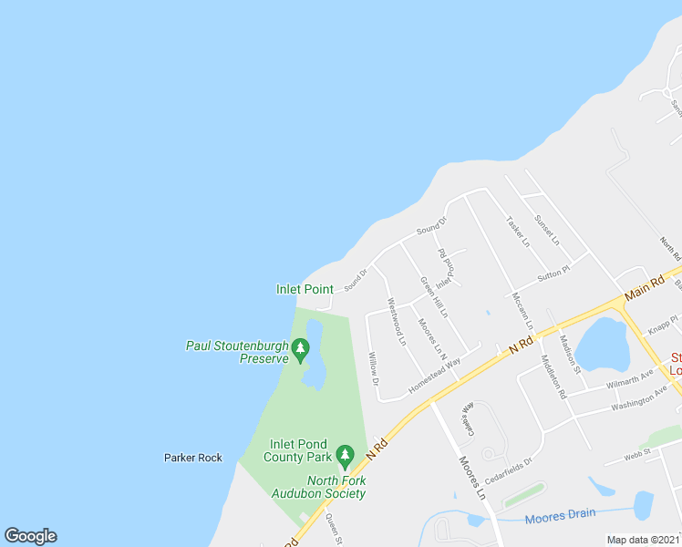 map of restaurants, bars, coffee shops, grocery stores, and more near 2950 Sound Drive in Greenport