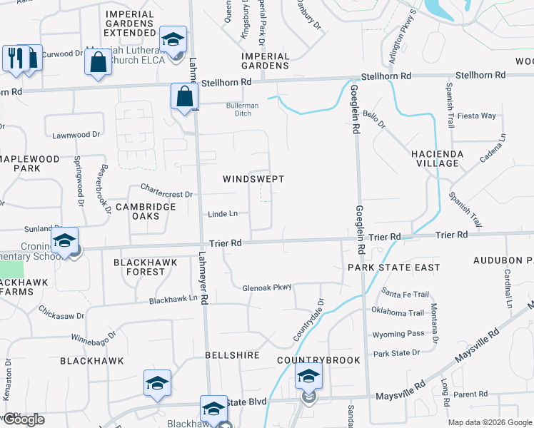 map of restaurants, bars, coffee shops, grocery stores, and more near 3831 Nantucket Dr in Fort Wayne