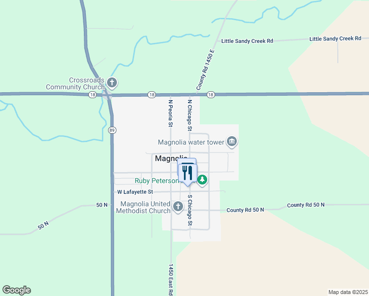 map of restaurants, bars, coffee shops, grocery stores, and more near 301 North Chicago Street in Magnolia