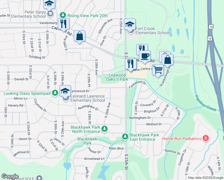 map of restaurants, bars, coffee shops, grocery stores, and more near 2519 Lynnwood Drive in Bellevue