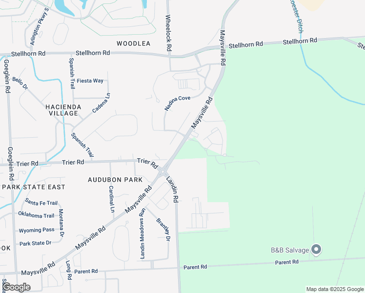 map of restaurants, bars, coffee shops, grocery stores, and more near 9400 Maysville Road in Fort Wayne