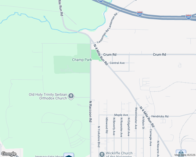 map of restaurants, bars, coffee shops, grocery stores, and more near 527 North Raccoon Road in Youngstown