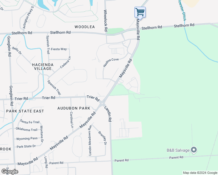 map of restaurants, bars, coffee shops, grocery stores, and more near 3814 Stanton Hall Parkway in Fort Wayne