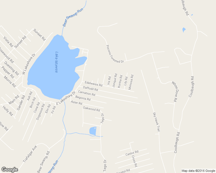 map of restaurants, bars, coffee shops, grocery stores, and more near Edelweiss Road in East Stroudsburg