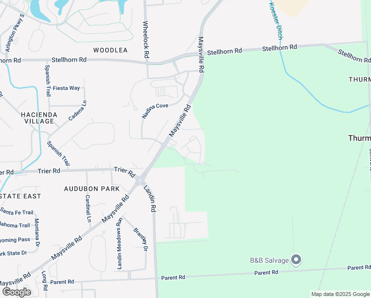 map of restaurants, bars, coffee shops, grocery stores, and more near 9718 Feather Reed Drive in Fort Wayne