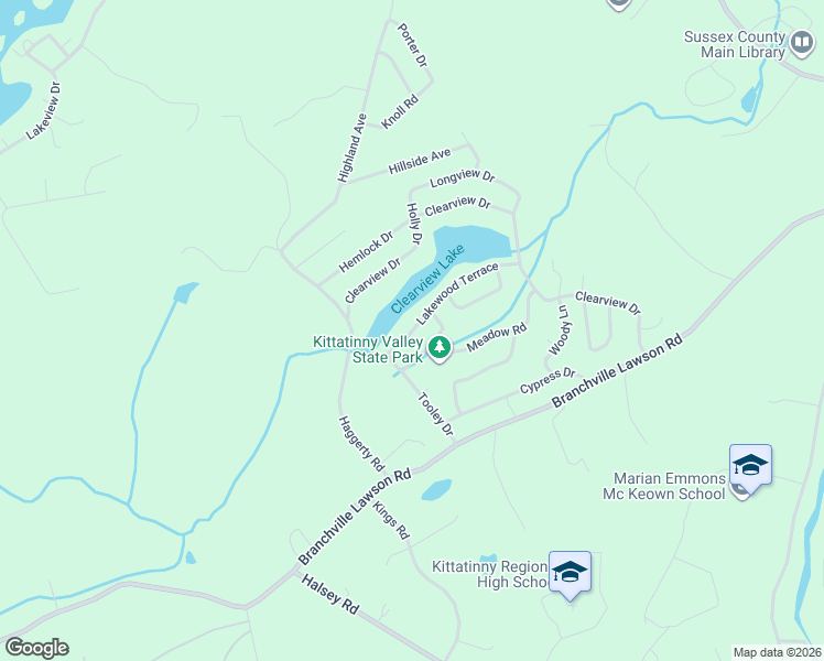 map of restaurants, bars, coffee shops, grocery stores, and more near 308 Lakewood Terrace in Newton