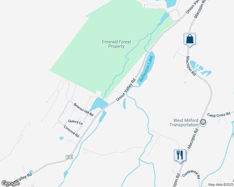 map of restaurants, bars, coffee shops, grocery stores, and more near 1193 Union Valley Road in West Milford